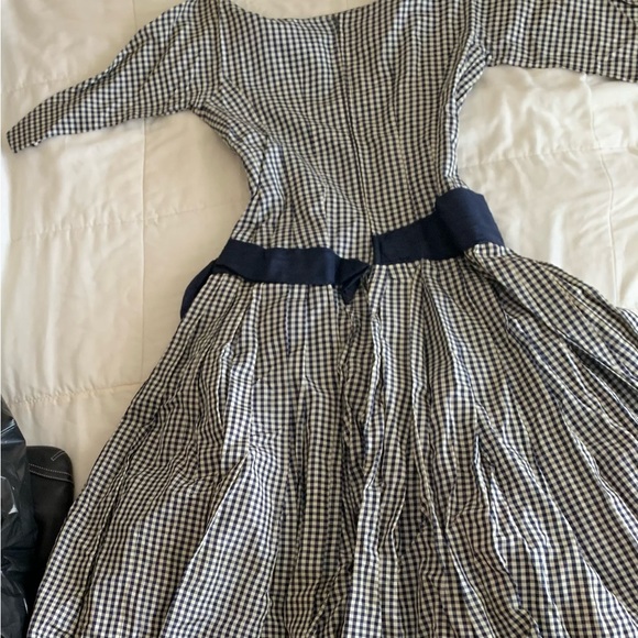 1950s Fit & Flare Dress Blue And White Check Jonny Herbert Original - Picture 3 of 3